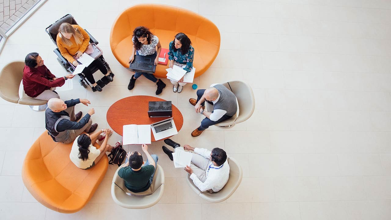 group discussion from overhead